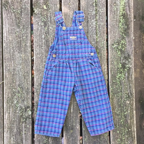 Vintage Other - Vtg Osh Kosh Overalls Pants Plaid Checkered Kids